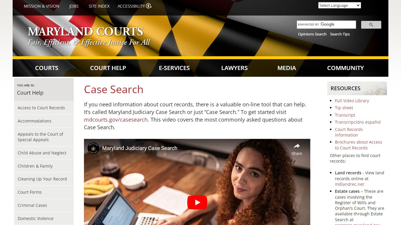 Case Search | Maryland Courts